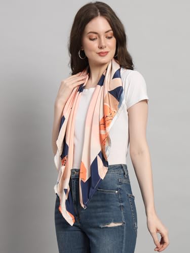 Image of Ravaiyaa - Attitude is everything Women Silk Digital Print Large Square Scarf Breathable Lightweight Neckerchief Printed Headscarf 40 inch x 40 inch Inch