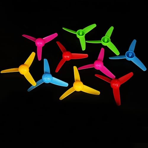 10 piezas de motor de CC de 2 mm de eje de hélice de plástico con forma de ventilador de 3 aspas para abanico, hojas, barco, avión, modelo de bricolaje, pieza de construcción de juguete (mezcla de