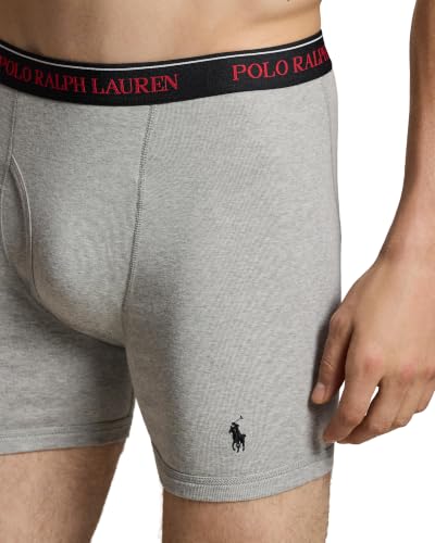 Image of POLO RALPH LAUREN Men's Classic Fit Cotton Boxer Briefs, Trunks & Long Leg Available, 3-Pack