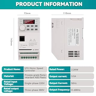 Variateur de Fréquence VFD Variateur 220V mono 380V tri Convertisseur de Fréquence CNC 2.2KW Transformateur 220V 380V, aux Ventilateurs, Pompes, Convoyeurs, ZHB600-2.2KW