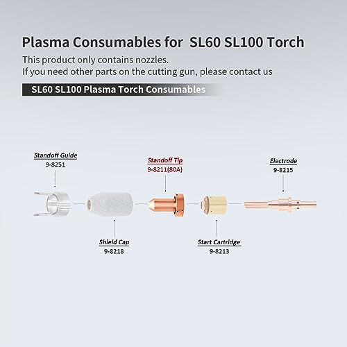 Image of 10pcs 9-8211 Tip 60A Nozzle for Thermal Dynamics SL60 SL100 Plasma Torch | Compatible with Thermal Dynamics Cutmaster 38 /52 /82 /102 /152 Plasma Cutter 80A Consumables