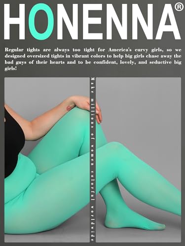 Image of HONENNA Queen Plus Size Tights Semi Opaque Control Top High Waist Stockings Nylons Pantyhose for Women 1X 2X 3X 4X 5X 6X