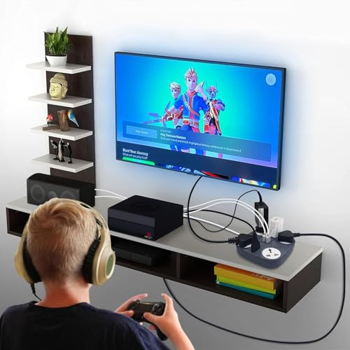 Image of ADDMAX Extension Board with USB | 6 Power Sockets, 2 USB Ports + 1 Type-C Port | 5 Meter Heavy Duty Cord | 10A 220V Multi Plug Extension Cord | Fireproof Power Strip for Home, Office & Laptop - Grey