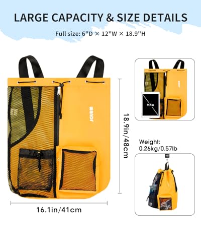 WANDF Swim Bag Mesh Drawstring Backpack with Wet Pocket for Swimming, Gym, and Workout Gear