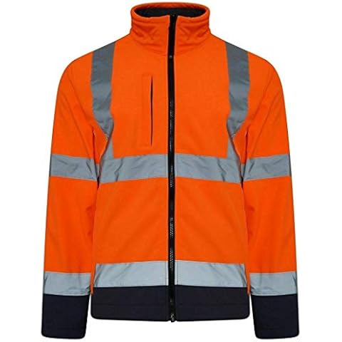 Stormway Hi Vis Viz Visibility Two Tone Full Zip Softshell Jacket (Orange/Navy, XL) Cover