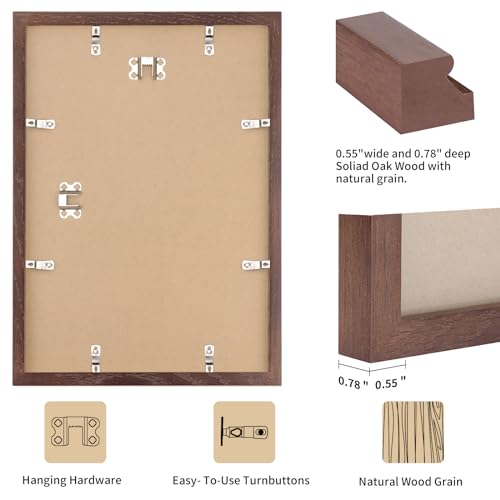 puthiac 16x24 Walnut Oak Wood Picture Frame - Minimalist 16x24 Poster Frame, 16"x24" Frame Wood, Natural Solid Wooden Picture Frames for Wall Art Photo and Prints (3 Pack, Walnut)