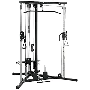SPORTNOW Home Gym Machine, Multifunctional Gym Equipment with High and Low Pulleys, Pull Up Bar, 15-Position Adjustable Strength Training Workout Station for Full Body Fitness