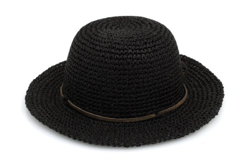 [ニューヨークハット] SEA GRASS FRAMER 7117 麦わら帽子（革リボン） BLACK