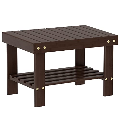 Zhuoyue Wooden Step Stool for Kids Adults Walnut Small Bamboo Wood Shower Foot Rest Stool Shaving Legs for Bathroom Sink Bed Kitchen