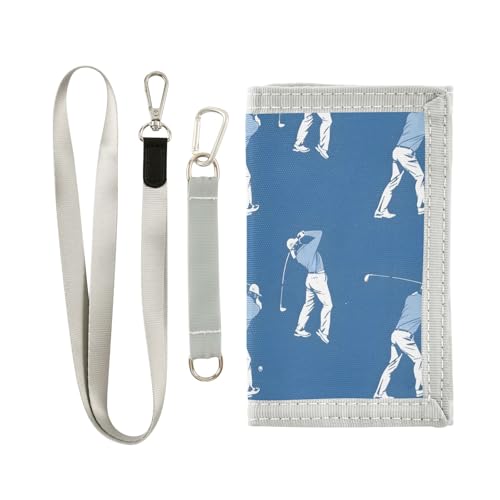 ALAZA Kids Wallets for Boys Girls Toddler Trifold Wallet Children Small Golf Player Blue with Zipper Coin Pocket