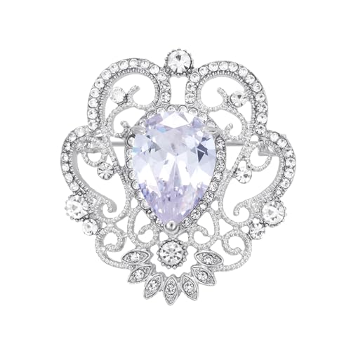 Image of SELOVO Vintage Style Elegant Crown Rhinestone Teardrop Pin Brooch for Women