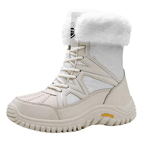 CsgrFagr Women Winter Boots Waterproof Warm Lined Ladies Snow Boots Fashion Mid Carf Womens Wide Width Work Boots (C, 9) Cover