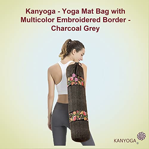 Image of Yoga Mat Cover Bag | Cotton Exercise Fitness Durable | Mat Carry Bag Cover Only with Strong Shoulder Straps | Yoga Mat Bag for Men & Women (Charcoal Grey)