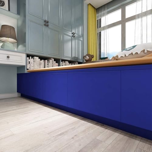 Image of Dark Blue Solid Matt Peel and Stick Wallpaper Contact Paper Wallpaper Modern Self Adhesive Wallpaper Decorative Removable 16 x 48 Inch