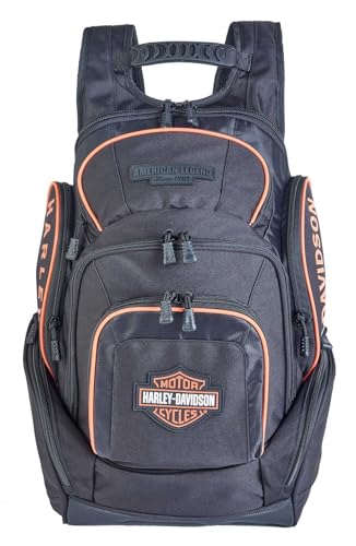 Harley-Davidson Bar & Shield Legend Rugged Polyester Backpack - Black/Orange