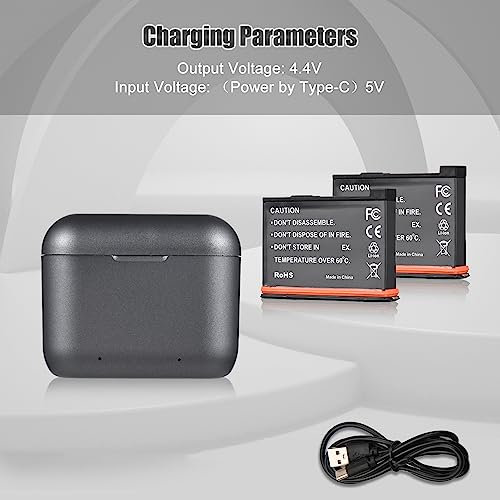 Cargador de batería con 2 canales y funda de almacenamiento para X3 con dos baterías de 1800 mAh 4
