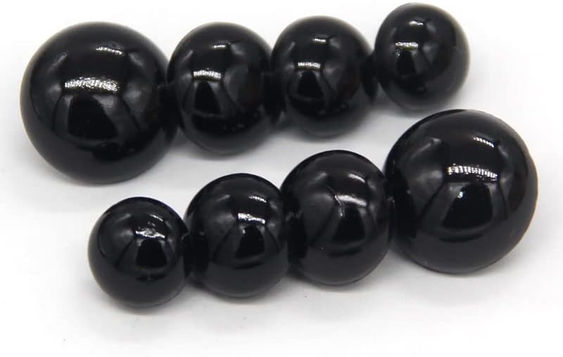 Miniatura 5 de 100 botones de seguridad negros de 0.394 pulgadas, cuentas redondas de plástico sólido abovedado, para ropa, camisas, faldas, abrigos, para juguetes