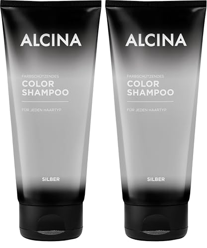 Alcina Color Lot de 2 shampoings argentés soin déjaunissant pour cheveux blancs et méchés 200ml