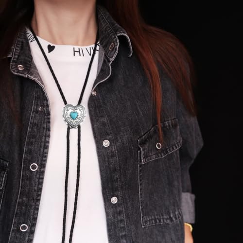 Image of Joxevyia Bolo Tie for Men Vintage Cow Skull Leather Rope Western Cowboy Necktie Vintage Bola Tie Gift for Him