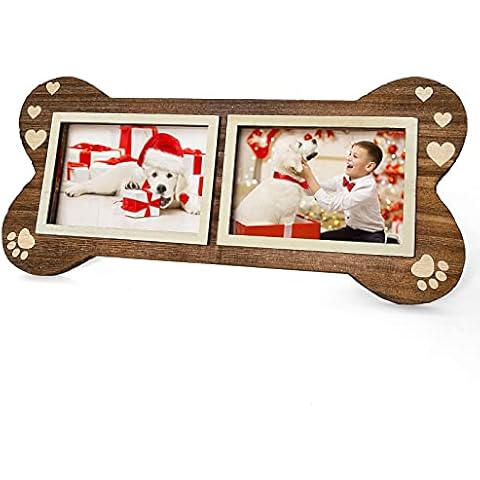 Timoo Dog Picture Frame Wood 4x6 Two Collage Dog Frame for Pictures Christmas Dog Mom Gifts for Women Dog Lovers Cover
