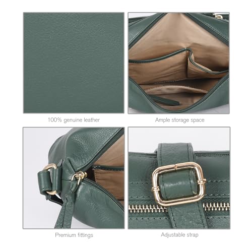 Image of Oak Leathers Women's Crossbody Bag - Genuine Leather Crossover Shoulder Purse With Adjustable Sling Strap - Medium Size