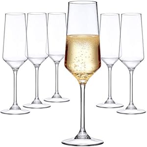 Amazing Abby – Stella – 8-Ounce Unbreakable Tritan Champagne Flutes (Set of 6), Plastic Wine Glasses, Reusable, BPA-Free, Dishwasher-Safe, Perfect for Poolside, Outdoors, Camping, and More