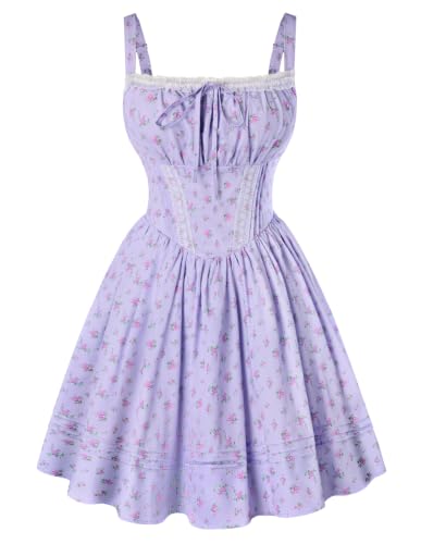 Scarlet Darkness Floral Corset Dress Summer Mini Dresses for Women Teens 2026 Graduation Sundress Purple Ditsy Floral L