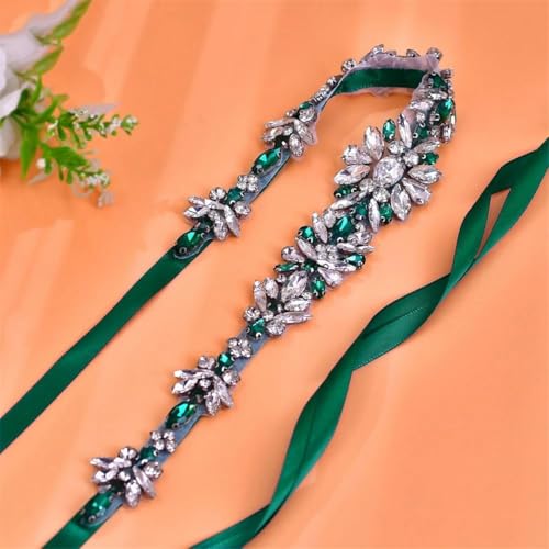 Women's Handmade Beaded Wedding Belt, Applique Bridal Accessory, Rhinestone Ribbon Ball Gown Belt2