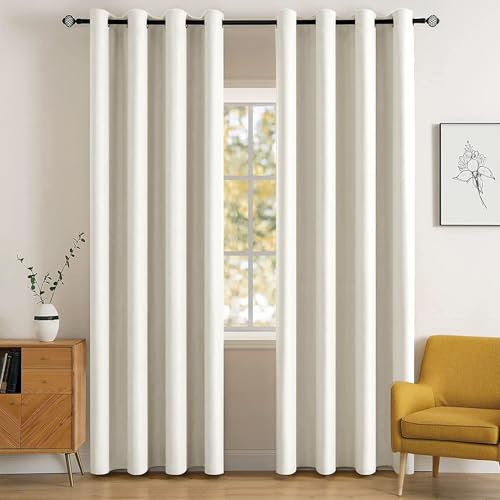 MIULEE Room Darkening Curtains Thermal Insulated Drapes Solid Window Treatment Set Grommet Top Light Blocking Blackout Curtain for Living Room/Bedroom 2 Panels 52 x 84 inch Length Ivory