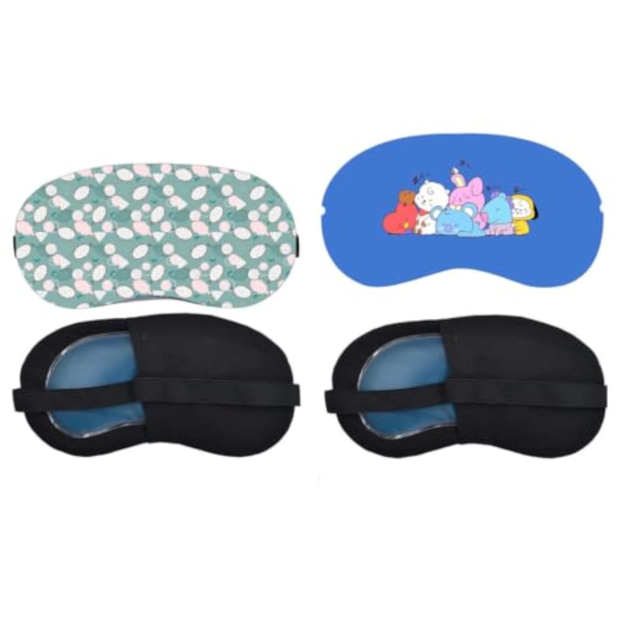 Mint Seashell Pattern & Kawaii Friends Sleeping Mask Combo