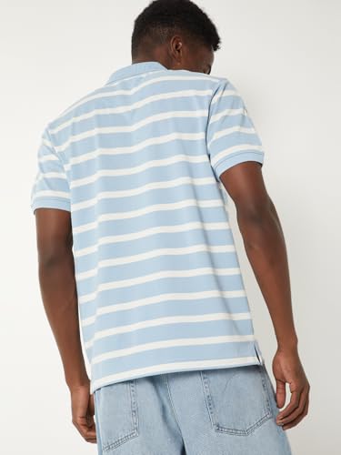 Image of Max Men's Half Sleeves Regular Fit Striped Polo T-Shirt
