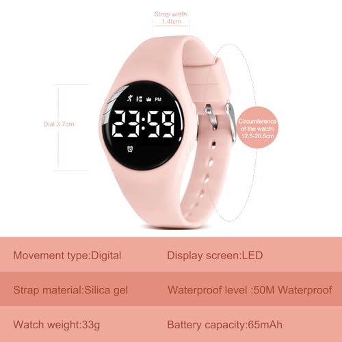 Image of Kids Watches for Girls Boys Digital Sport Watch with Step Counter Pedometer Vibration Alarm Clock, No App Waterproof Fitness Tracker Kids Watch Boys Girls Teens Students Ages 5-16