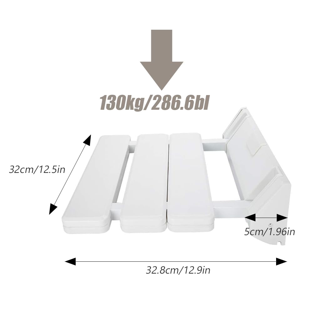 Joyzan Asiento de Ducha Plegable, Mayores Silla Antideslizante Soporta un Peso 130 Kg Resistente al Calor y Agua Ahorro Espacio para Ancianos Discapacitados Mujeres Embarazadas en Duchas Estrechas