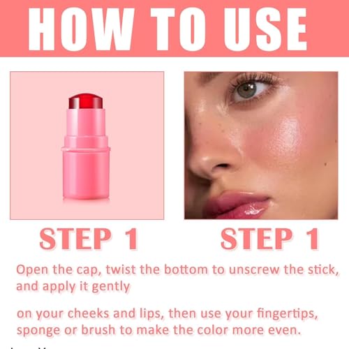GECOMO Cooling Water Jelly Tint, Jelly Tint, Jelly Blush Stick Lip Stain, Sheer Lip & Cheek Stain, Vegan, Cruelty Free, Buildable Watercolor Finish 0.18Oz - 03# RED - Thumbnail 3