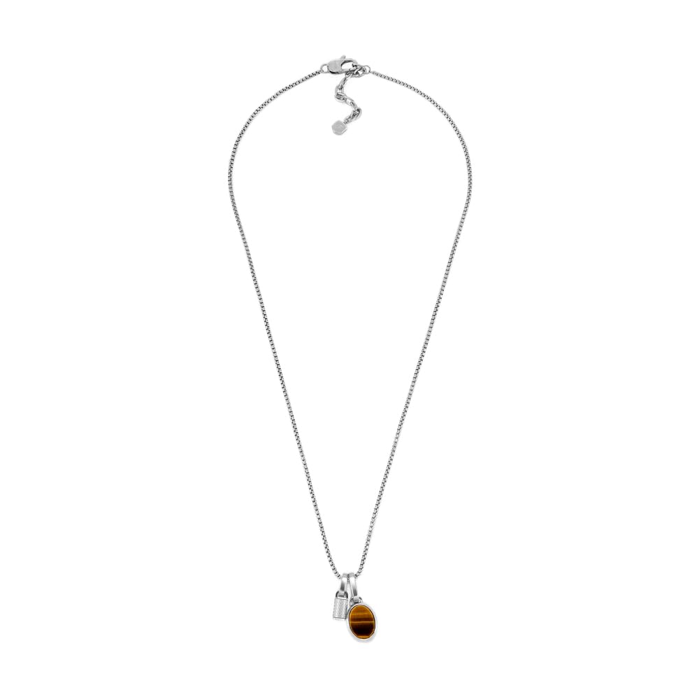 Fossil Herren-Leder-Halskette mit Karabinerverschluss