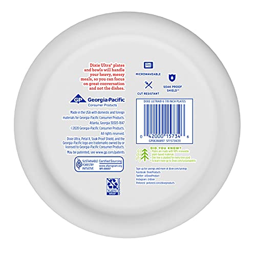 Dixie Ultra Disposable Paper Plates, 6 7/8 Inch, Dessert Or Snack Size Printed Disposable Plates, 44 Count (Pack Of 1) #TOP6