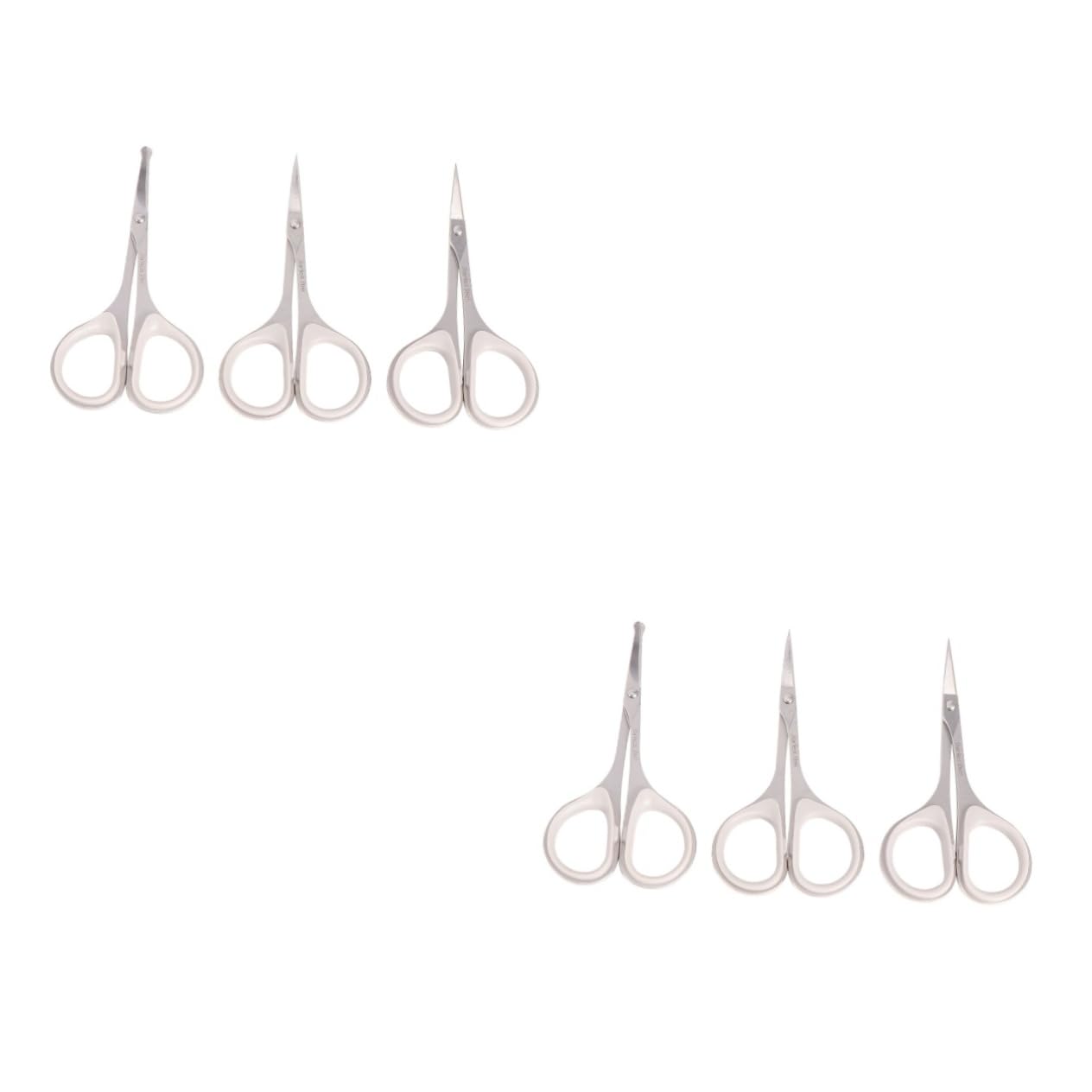 FRCOLOR 2 Set Forbici Vibrisse Forbice Rotonda Forbici A Punta Trimmer Per Sopracciglia Forbice Per Sopracciglia Per Del Naso Taglia Del Naso Silver 3 Pezzi * 2