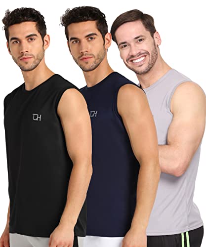 Image of TQH Sleeveless T Shirts for Men | Vest for Men | Tank Top Men's | Sando for Man | Man Sleeveless Gym Vest Round Neck Solid Casual T-Shirt for Workout Running Sports Beach