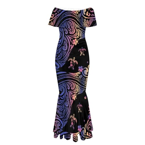 Image of Polynesian for Women S-7XL Off Shoulder Maxi Dress Hawaiian Summer Dresses