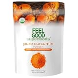 Picture of FEEL GOOD Superfoods Pure Curcumin Powder, Organic, Non-GMO, Vegan from Bulk Ground Turmeric Root from India, Curcuma Longa Joint Supplement, 5 oz