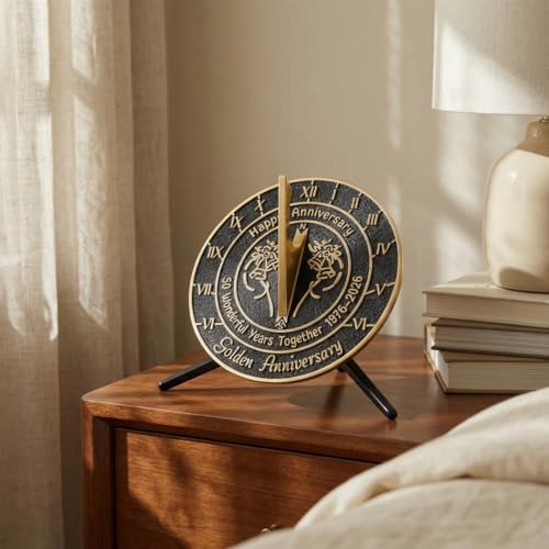 image for Morgtta Brass Sundial with Pedestal for 50th Golden Wedding Anniversar