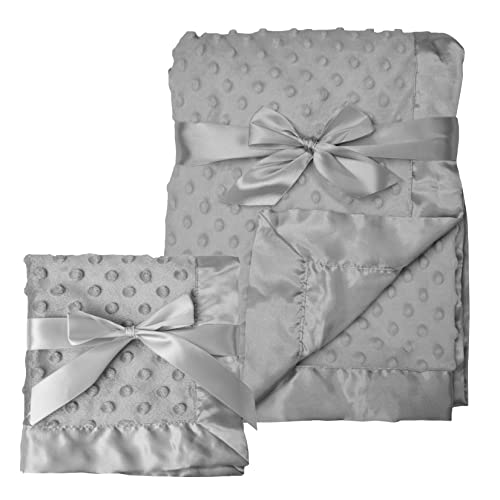 Image of American Baby Company Heavenly Soft Chenille Blanket Set, Receiving Blanket (30 inch x 40 inch) & Security Blanket (14 inch x 14 inch), Warm and Cozy, Gray, for Boys and Girls