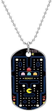 Pacman Gamer Nerd Customized design personalized unique OvaL Dog Tag Pet Tag Cat Animal Tag necklace pendant Bead Chain