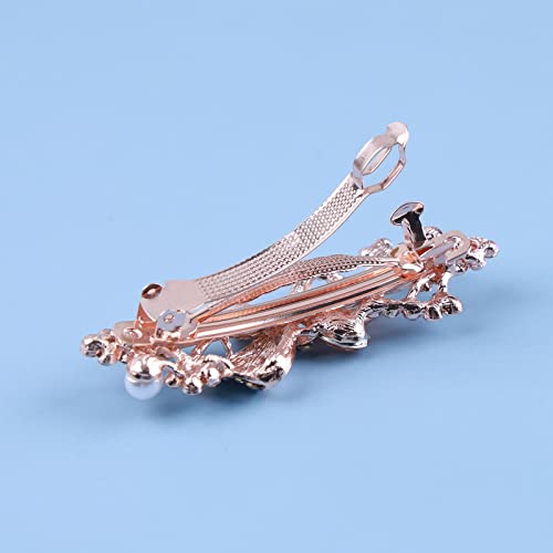 Broche de cabello con cristal para boda, color champagne, con pedrería dorada brillante miniatura 6