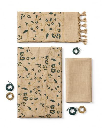Image of HAIDER ALI Handloom Cotton Silk Screen Print Unstitched Suit Set for Women with Dupatta | Salwar Suit Dress Material for Women & Girls 01