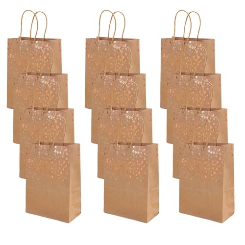 12PCSハートクラフトウェディング用品とフェスティバルパーティーの装飾を贈るギフト用のハンドルでデザインされた紙袋ハンドルギフトバッグ
