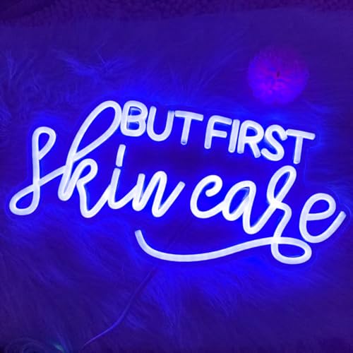 Image of But First Skin Care Led Neon Lights Sign for Home Spa Beauty Cosmetic Salon Wall Decor, Spa Day Gifts for Women,Spa Products Aesthetic Center Salon Door Decorative Acessories(Blue)
