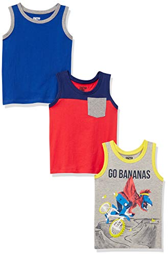 Spotted Zebra Boys' Sleeveless Tank Tops, 3-Pack Go Banana, Medium