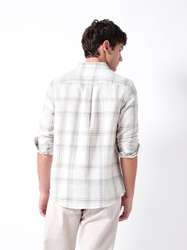 Image of THE BEAR HOUSE Men Cotton Checked Slim Fit Casual Shirt