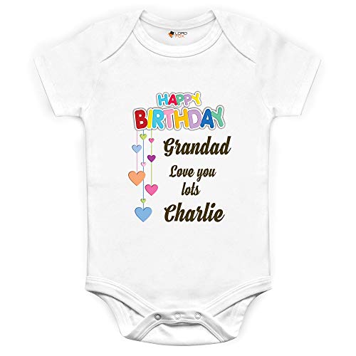 Chaleco de bebé personalizado para bebés con texto en inglés 'Happy Birthday'
